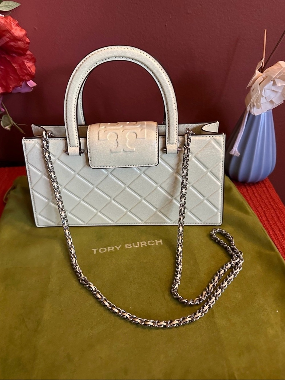 Tory Burch Est West YellowSmall Fleming Quilted Leather Satchel with Chain Strap